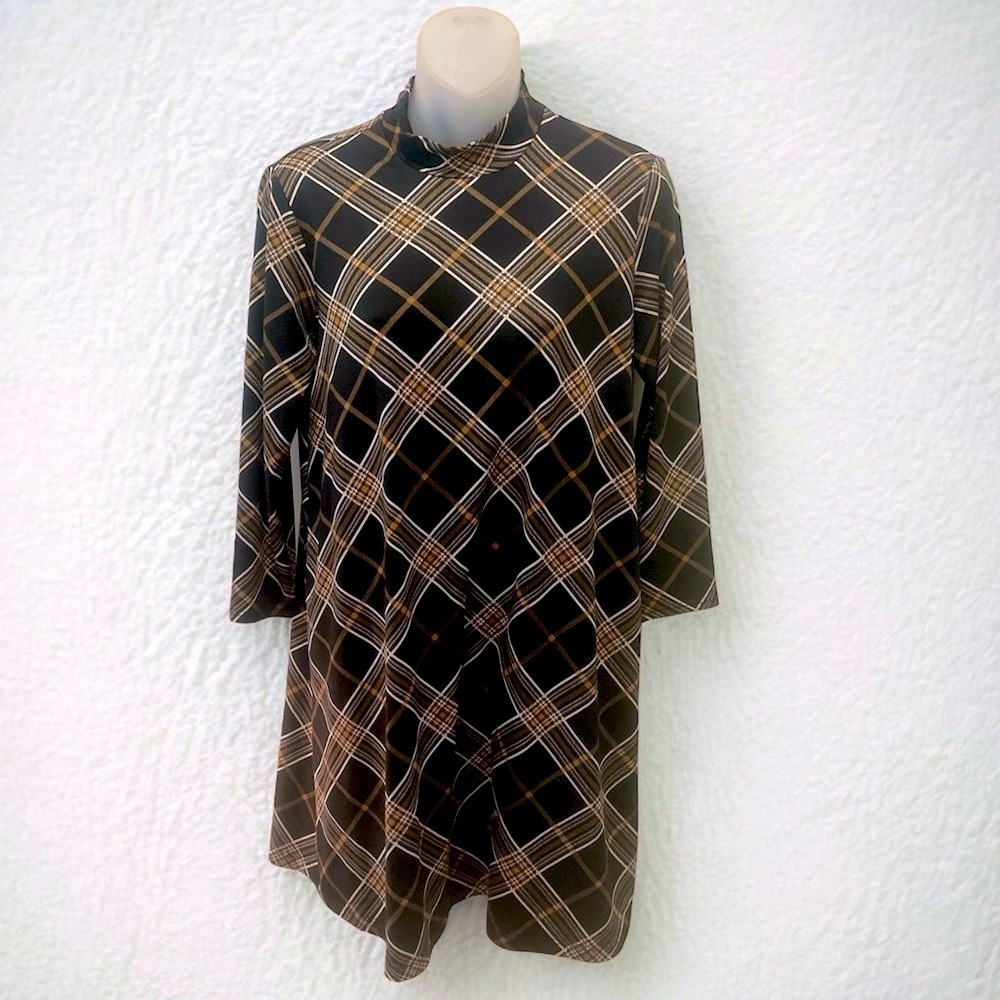 As U Wish Black Brown Plaid Flannel Fall Dress Old Money Small S